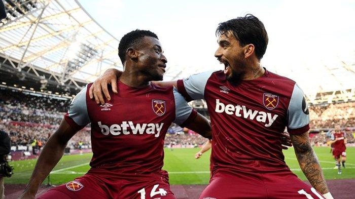 Selebrasi Mohammed Kudus dan Lucas Paqueta saat West Ham United kalahkan Wolves
