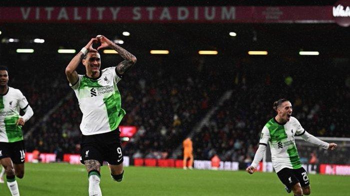 Selebrasi gol Darwin Nunez ke gawang Bournemouth, Liverpool menang 1-2 atas tim tuan rumah