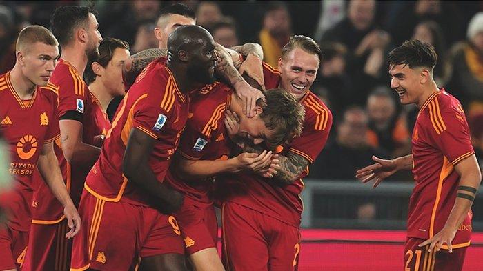 Selebrasi para pemain AS Roma di Liga Italia Serie A. (Twitter / @SerieA)