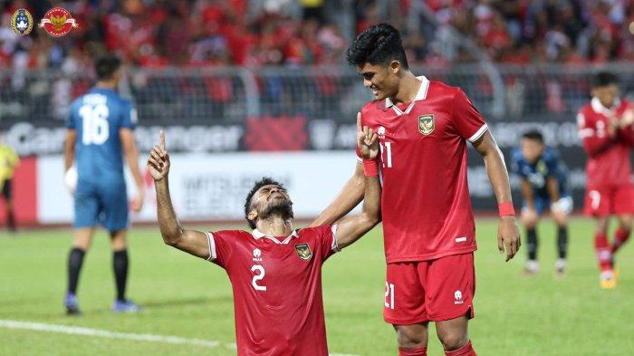 Selebrasi pemain PSM Makassar Yakob Sayuri saat mencetak gol untuk Timnas Indonesia dalam pertandingan melawan Brunei di Piala AFF 2022, Senin (26/11/2022). (Twitter/@PSSI)