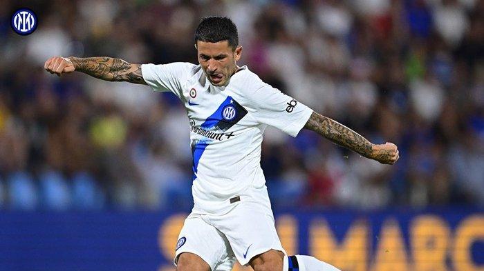 Stefano Sensi tampil pada laga pramusim Inter Milan vs Egnatia, di Stadion Paolo Mazza, Senin (14/8/2023).