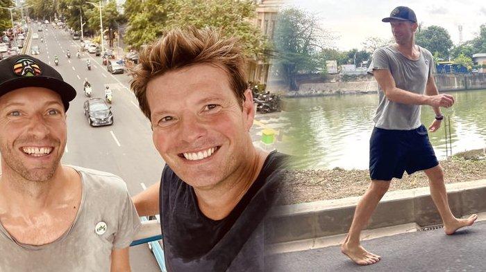 Viral aksi vokalis Coldplay Chris Martin jalan kaki di jalanan Jakarta dengan nyeker, jadi sorotan Warganet