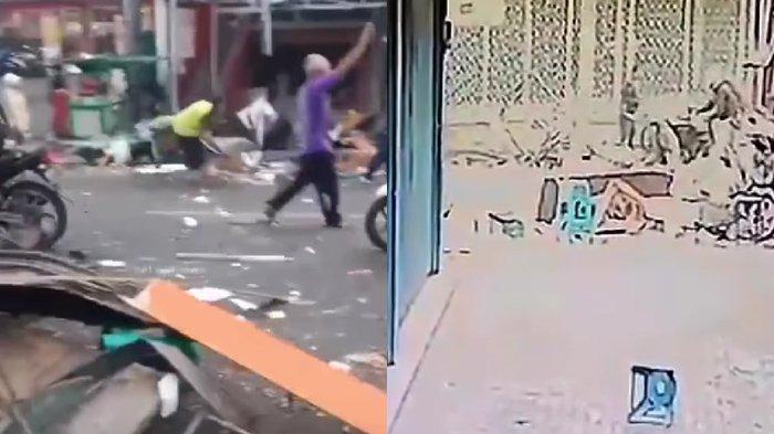 Viral video rekaman detik-detik ledakan kios jamu di Bogor, Jawa Barat.