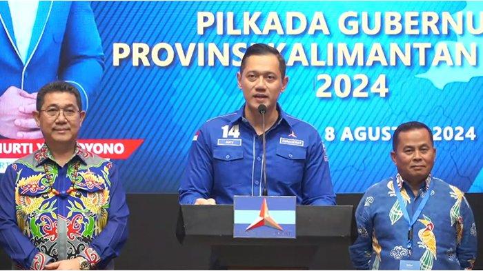 Penyerahan rekomendasi kepada Bakal Calon Gubernur dan Bakal Calon Wakil Gubernur Kaltara, Yansen TP - Suratno diserahkan langsung Ketua Umum Partai Demokrat Agus Harimurti Yudhoyono atau AHY, Kamis (8/8/2024). (YouTube /  Partai Demokrat)