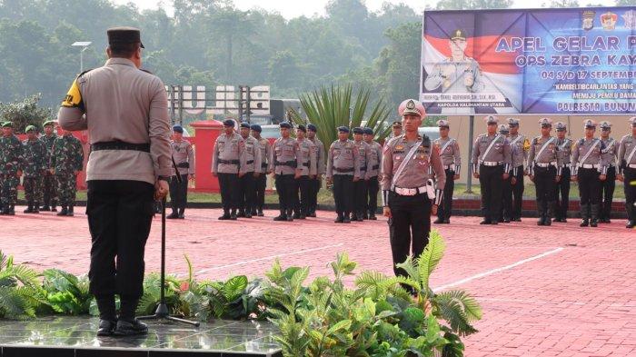 Apel pasukan menandai pelaksanaan Operasi Zebra Kayan 2023 yang dipimpin langsung Kapolresta Bulungan Kombes Pol Agus Nugraha, Senin (04/09/203).