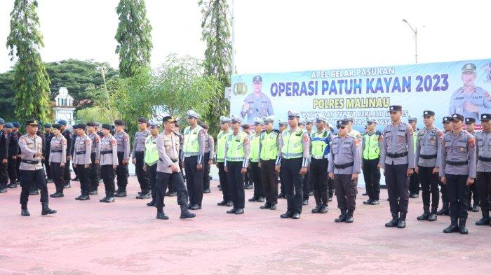 Apel Gelar Pasukan Operasi Patuh Kayan 2023 di Mapolres Malinai, Kalimantan Utara, Senin (10/7/2023).