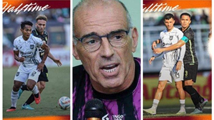 Ayah dari Ze Valente, penyerang Persebaya Surabaya yang juga pelatih Arema FC, Fernando Valente keergok menonton laga Persebaya Surabaya vs Borneo FC di bangku tribun GBT.
