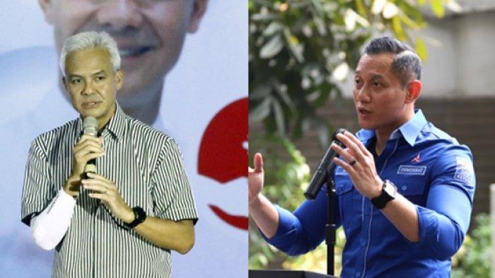 FOTO Ganjar Pranowo dan AHY (kanan). Diungkap Puan Maharani, nama AHY masuk dalam lima besar bursa Cawapres Ganjar Pranowo di Pilpres 2024.