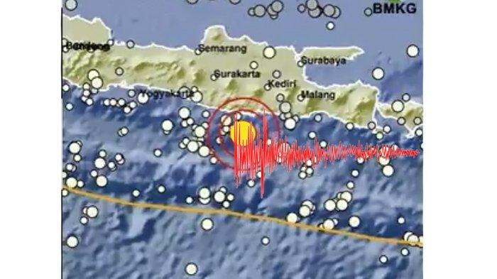 Gempa mengguncang Pacitan, Jawa Timur. (Kolase TribunKaltara.com / Twitter / @infoBMKG)