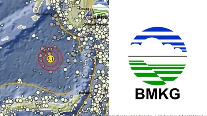 Lokasi gempa terkini di barat laut Tahuna, Kepulauan Sangihe, Sulawesi Utara berada di titik koordinat 3.86 LU, 123.05 BT.