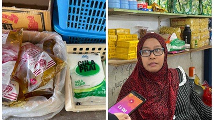 Gula pasir Prai dan minyak goreng asal Malaysia dijual di Pasar Jamaker Nunukan, dan Nia seorang pedagang di Pasar Jamaker Nunukan, Kalimantan Utara.