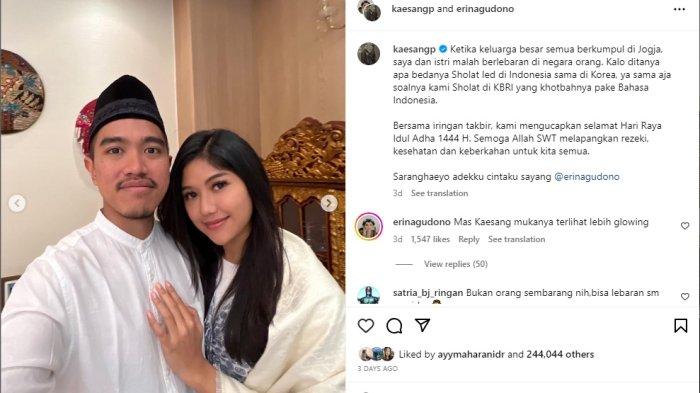 Erina Gudono puji wajah Kaesang Pangarep yang semakin glowing (Instagram/@kaesangp)