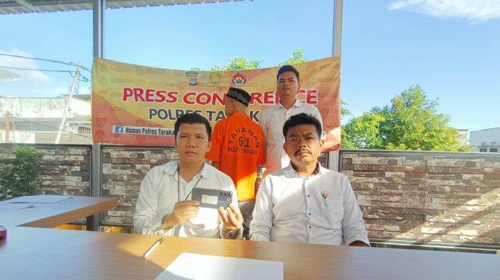 Kasat Reskrim Polres Tarakan saat menampilkan pelaku AS di Mako Polres Tarakan.