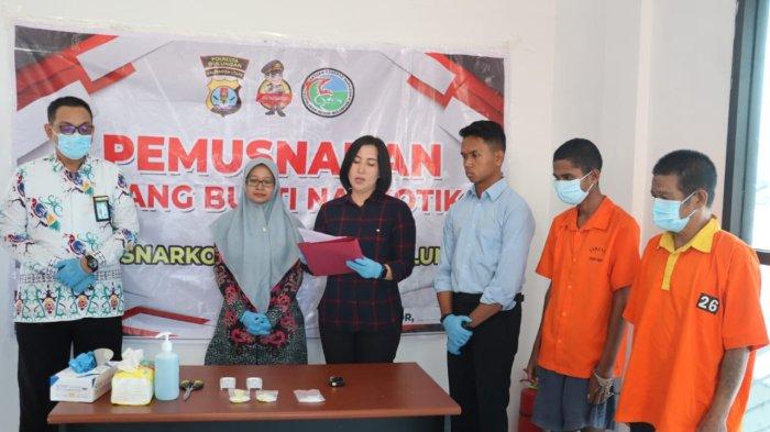Pemusnahan barang bukti narkoba jenis sabu-sabu di Mapolresta Bulungan, Kamis (24/08/2023).