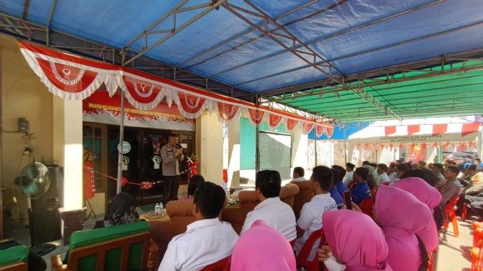 Kapolres Tarakan, AKBP Ronaldo Maradona TPP Siregar saat menyampaikan sambutan dalam Peresmian Kampung Bebas Dari Narkoba (Bersinar) Paten berlokasi di RT 2 Beringin Kelurahan Selumit Pantai, Rabu (6/9/2023).