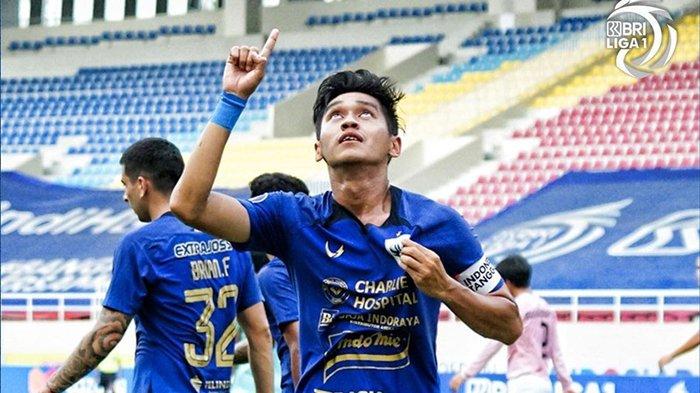 Selebrasi Septian David Maulana pada laga PSIS vs Persik di Stadion Manahan Solo, Jumat (15/10/2021). (Instagram / @psisfcofficial)