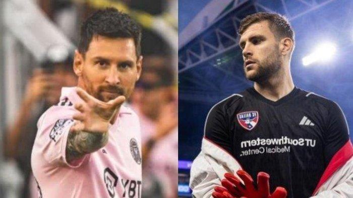 Penyerang Inter Miami, Lionel Messi dan kiper FC Dallas, Maarten Paes