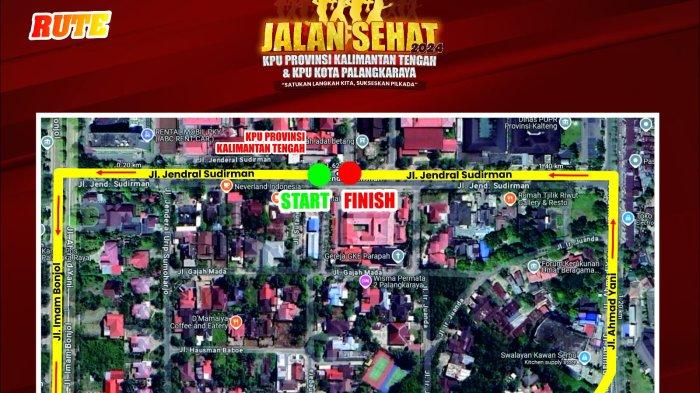 Rute baru jalan sehat diselenggarakan KPU Kalteng pada Minggu (17/11/2024) nanti. hindari penumpukan peserta da warga di CFD di Bundaran Besar Palangkaraya.