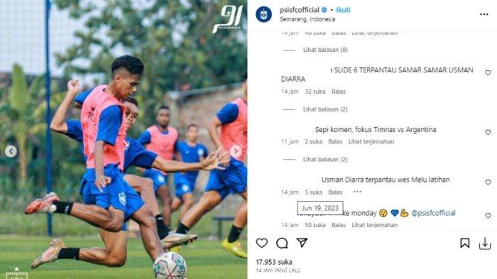 nasib Usman Diarra yang masih mengambang, suporter PSIS Semarang, Panser Biru dan Snex memergoki pemain berposisi striker tersebut di sesi latihan Mahesa Jenar.