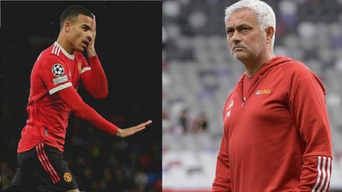Pemain Man United Mason Greenwood dan Pelatih AS Roma Jose Mourinho