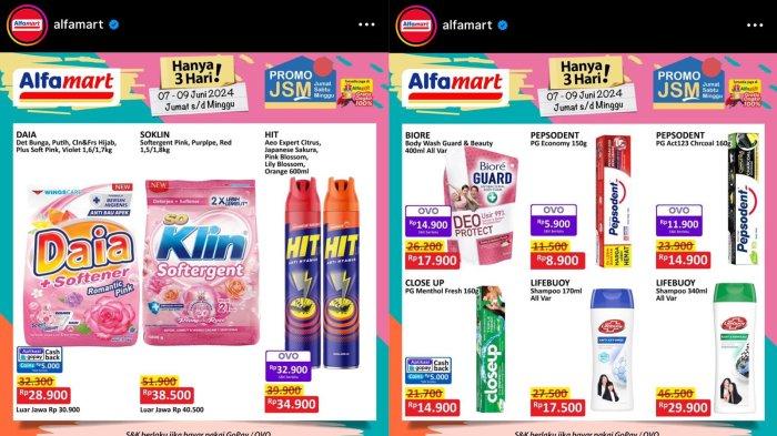 Promo Alfamart JSM periode 7 sampai 9 Juni 2024, diskon Lifebuoy shampoo Rp 17.500 hingga Daia deterjen Rp 28.900.