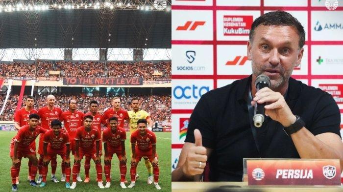 Skuad Persija Jakarta (kiri) dan Thomas Doll (kanan)