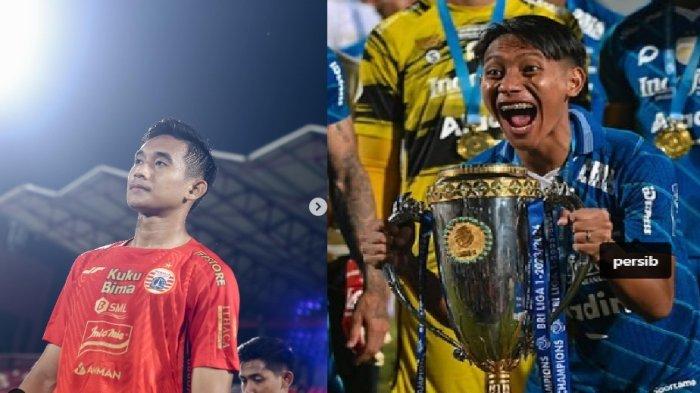Kolase pemain Persija Jakarta Rizky Ridho dan Pemain Persib Bandung Beckham Putra