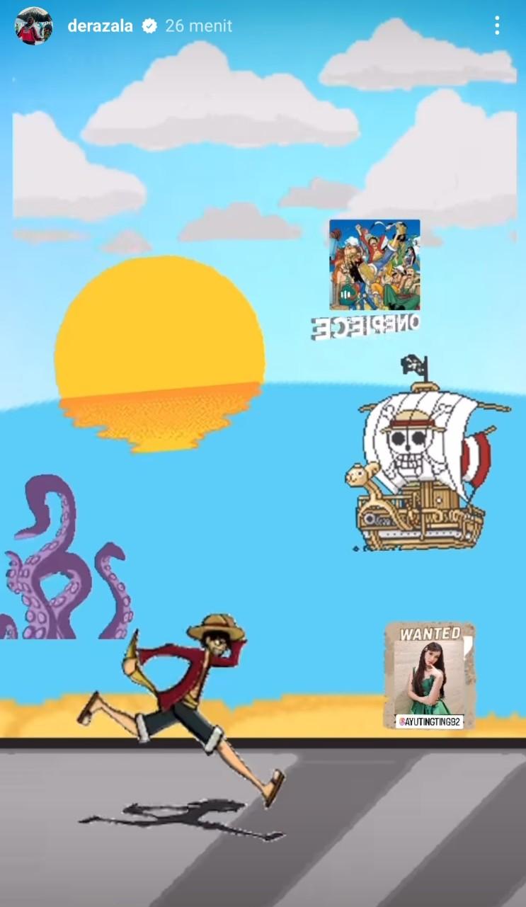 Luffy One Piece kejar Ayu Ting Ting di postingan Muhammad Fardana