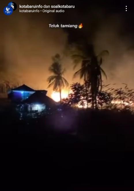 Kondisi Teluk Tamiang kebakaran dan videonya viral.