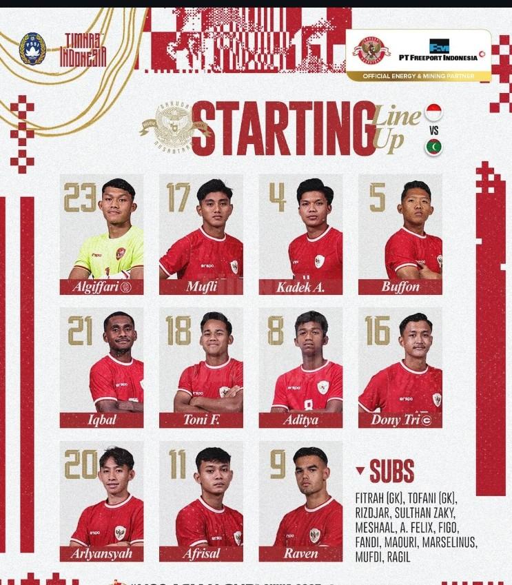 Starting XI Timnas U20 Indonesia