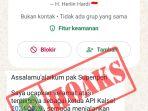Modus Penipuan, Akun WhatsApp Palsu Catut Nama Pj Bupati Kapuas Terjadi Kembali