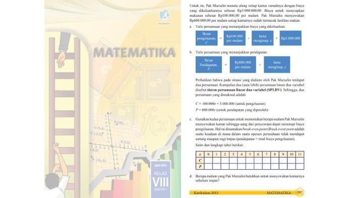 Soal Matematika kelas 8 SMP halaman 207, cek kunci jawabannya.