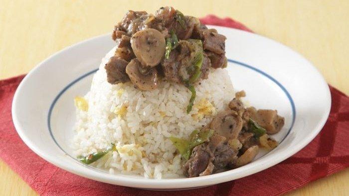 Resep nasi siram kambing lada hitam.