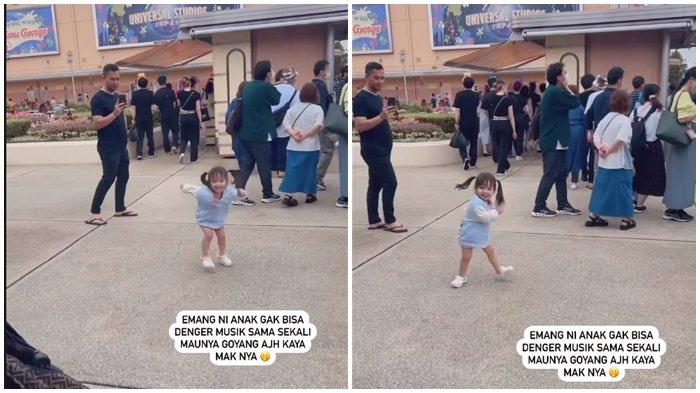 Aksi Arsila bergoyang saat dengar suara musik di Universal Studio Jepang