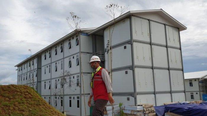 Ilustrasi. Penampakan rusun empat lantai yang diperuntukkan sebagai hunian pekerja konstruksi (HPK) di IKN Nusantara yang telah selesai dibangun. Dari sekitar 16.000 pekerja hanya 304 pekerja di IKN Nusantara yang masuk DPT Pemilu 2024. KPU Kaltim mengungkap sejumlah kendalanya.