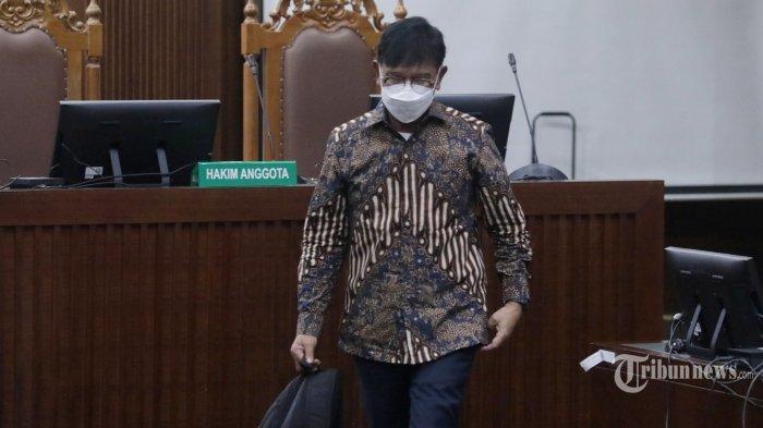 Mantan Menteri Komunikasi dan Informatika (Menkominfo) Johnny G Plate menjalani sidang eksepsi di Pengadilan Negeri Tipikor Jakarta, Selasa (4/7/2023). Pada sidang tersebut Johnny G Plate membantah dakwaan JPU yang menyebut dirinya menerima Rp 17 miliar terkait tindak pidana korupsi penyediaan menara base transceiver station (BTS) 4G dan Infrastruktur pendukung 1, 2, 3, 4, dan 5 Bakti Kementerian Komunikasi dan Informatika (Kominfo) tahun 2020-2022.