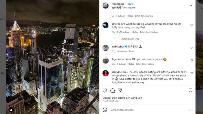 Unggahan terakhir Remi Lucidi yang penuh dengan ucapan belasungkawa netizen.