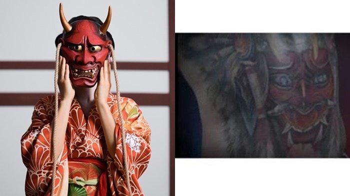 Topeng Hannya yang dipilih Rendy Kjaernett untuk menutupi tato wajah Syahnaz di punggungnya. Topeng ini dipilih berdasarkan selera Rendy Kjaernett yang menyukai kesenian Jepang.