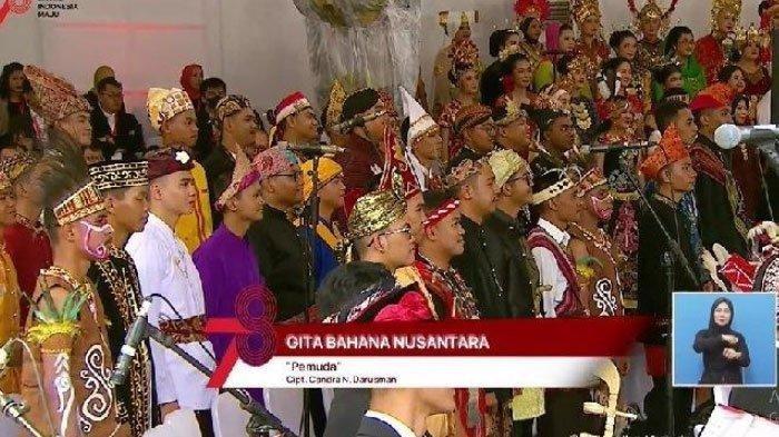 Penampilan Gita Bahana Nusantara 2023 pada perayaan HUT ke-78 RI pada Kamis (17/8/2023) hari ini.