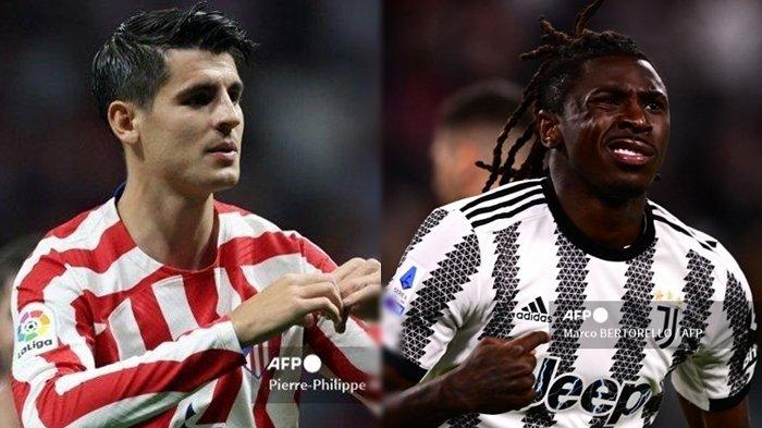 Alvaro Morata (kiri) dan Moise Kean. AC Milan dan Juventus saling terkait mengenai masa depan dua striker tersebut.