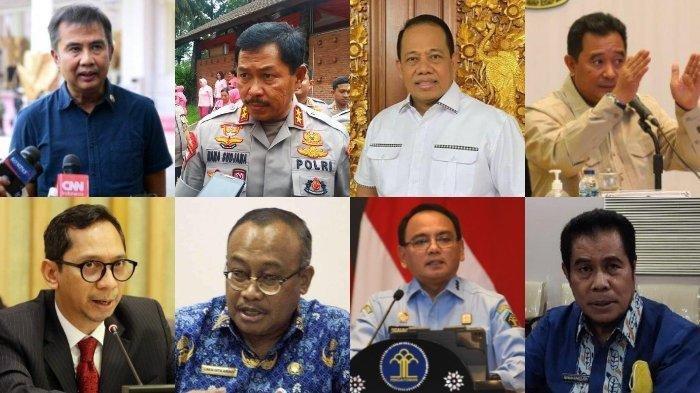 (Kiri-kanan atas) Bey Machmudin, Nana Sudjana, Sang Made Mahendra Jaya, dan Bachtiar Baharuddin. (Kiri-kanan bawah) Ayodhia Kalake, Gita Ariadi, Andap Budhi Revianto, dan Muhammad Ridwan Rumasukun. Simak profil 10 Pj Gubernur yang ditunjuk Jokowi