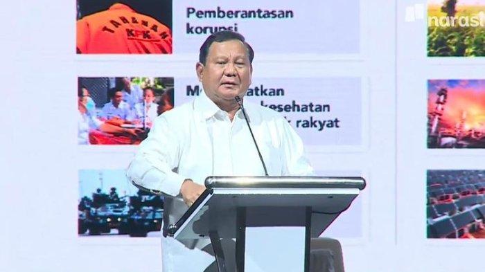 Bacapres Prabowo Subianto dalam acara 3 Bacapres Bicara Gagasan Grhra Sabha Pramana UGM, Selasa (19/9/2023).