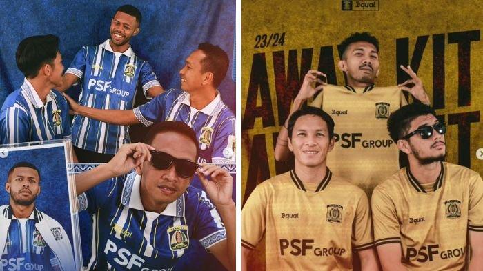 Jersey kandang (kiri) dan tandang (kanan) Persiba Balikpapan di Liga 2 2023/2024