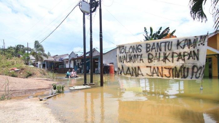 Perumahan Griya Permata Asri (GPA) RT 52, Balikpapan Selatan, Kota Balikpapan, tergenang air sejak Juni 2023 lalu, karena tidak memiliki bozem yang sesuai dengan site plan.TRIBUNKALTIM.CO/DWI ARDIANTO