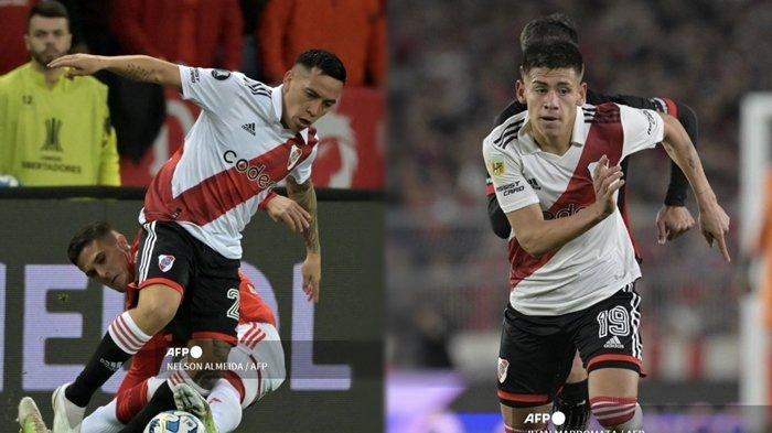 Ezequiel Barco (kiri) dan Claudio Echeverri, dua pemain River Plate target buruan AC Milan di jendela transfer mendatang.
