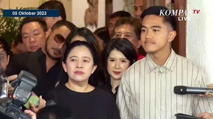 Ketua DPP PDIP Puan Maharani dan Ketua Umum PSI Kaesang Pangarep di Ombe Kofie, Menteng, Jakarta, Kamis (5/10/2023).