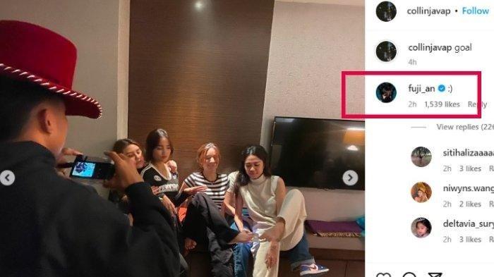 Fuji meninggalkan komentar di unggahan sahabatnya, Collin, yang menunjukkan dirinya dipotret Asnawi.