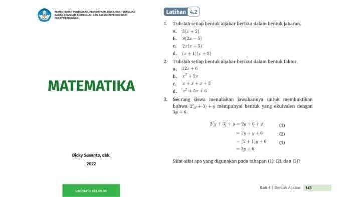 Soal Matematika kelas 7 SMP Kurikulum Merdeka halaman 143, cek kunci jawabannya