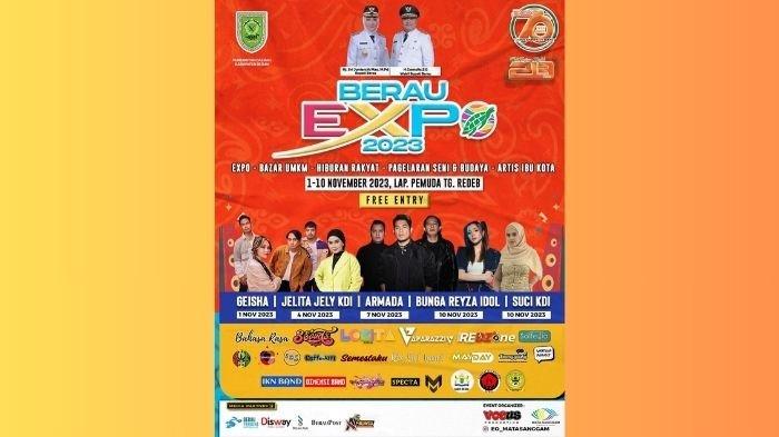 Dalam rangka memeriahkan HUT ke-70 Berau, Pemerintah Kabupaten (Pemkab) Berau menggelar Berau Expo 2023. Mendatangkan sejumlah artis ibu kota seperti Geisha, Armada, Bunga Reyza jebolan Indonesian Idol, Jelita Jely dan Suci KDI.