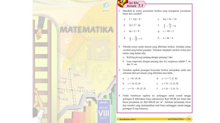 Soal Matematika kelas 8 SMP halaman 203, cek kunci jawabannya.